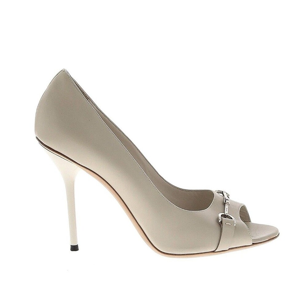 Gucci Women’s Vintage Leather Horsebit Heels US Size 11 Ivory Color EU Size 41